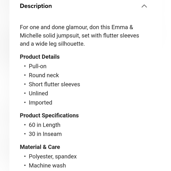 Emma & Michelle Plus Size Jumpsuit Stretch Pull On Flutter Sleeves Black 3X - Picture 16 of 16